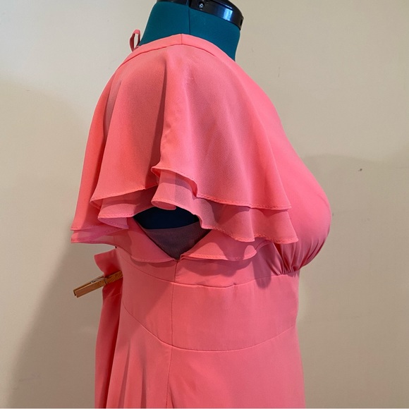 Azazie Watermelon Coral Bridesmaid Prom Long Dress Plus Size 20 - Picture 9 of 16